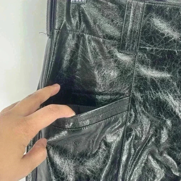 NWT Free People Star Crossed Lovers Patent Leather Straight Pants Black Sz 0 - Picture 5 of 16